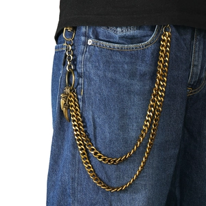 Chaîne de pantalon punk multicouche avec griffes d'aigle et pendentif tête de loup