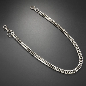 Silver punk style heavy metal pants chain with lobster clasps and cuban link design
