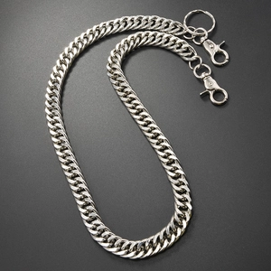 Polished silver punk style heavy metal pants chain for men with sturdy lobster clasps