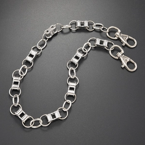 Punk Hip Hop Metal Pants Chain Biker Streetwear Heavy Duty Wallet Belt Chain With Double Lobster Clasps Silver Tone