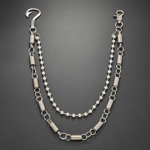 Punk Gothic Multi Layer Alloy Iron Waist Chain For Men Women Silver Tone Round Bead Spring Pants Chain Hip Hop Jewelry Accessory
