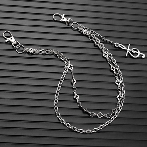 Chaîne de pantalon argentée multicouche avec pendentif note de musique et étoiles
