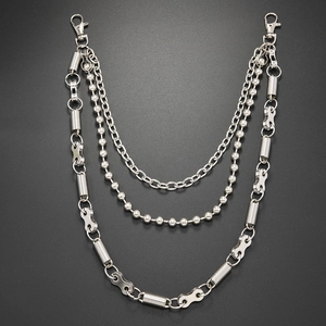 Unisex Punk Multi Layer Metal Pant Chain Hip Hop Silver Waist Belt Alloy Iron Gothic Streetwear Decorative Accessory