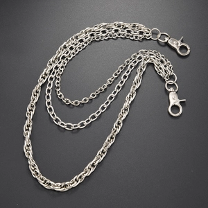 Three-layer silver metal pants chain with heavy lobster clasps for hip-hop punk style