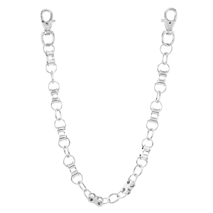 Punk style silver industrial bicycle chain accessory for trousers and wallets