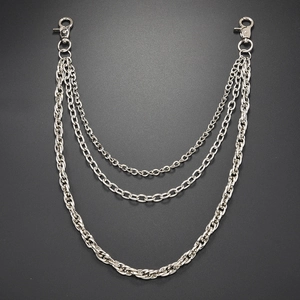 Men Punk Multi Layer Metal Pants Chain Hip Hop Street Silver Heavy Chain Waist Chain Accessories For Jeans Jewelry