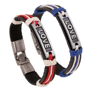 Handgefertigtes Geflochtenes Rindsleder Armband Für Paare Mit Love Metallplatte Romantischer Retro Punk Schmuck Geschenk