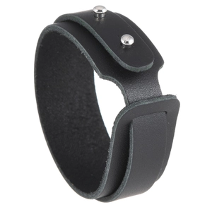 Minimalist double-wrap black leather bracelet for men with silver metal rivet studs