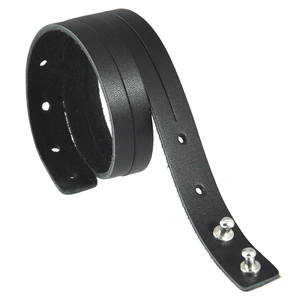 Adjustable black leather wrap bracelet for men with silver studs and pebble texture