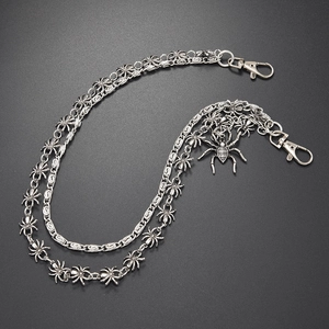 Gothic silver spider layered pant chain with lobster clasps for hip-hop streetwear style