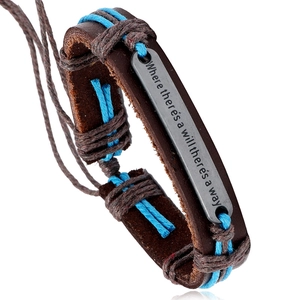Vintage Leather Woven Bracelet For Men Women Retro Multi-Layer Cowhide Braided Bracelet With Alloy Quote Plate Jewelry
