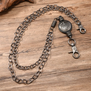 Vintage layered silver metal pants chain with tree of life pendant and lobster clasps
