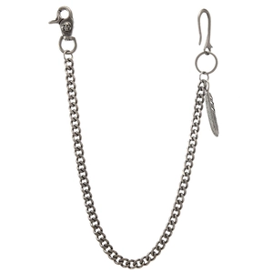 Punk Rock Hip Hop Wallet Chain Retro Feather Charm Waist Chain Heavy Metal Chunky Trousers Chain Antique Silver For Unisex