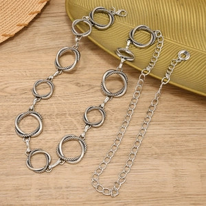 Minimalist silver geometric circular metal waist chain belt for women fashion decoration
