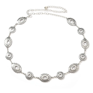 Ceinture Chaîne en Métal Argenté Vintage Ethnique Bohème pour Femmes Réglable Fleur Creuse Chaîne de Taille Bijoux Accessoires