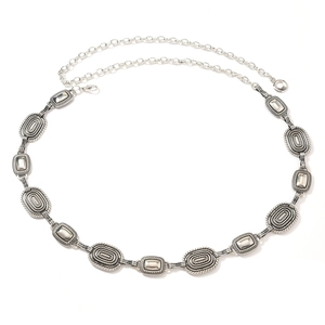 Vintage Bohemian Metal Waist Chain For Women Adjustable Antique Silver Chain Belt For Dress Skirt Retro Fashion Accessory