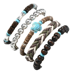 Ensemble de bracelets bohèmes avec tortue turquoise et perles ethniques rétro
