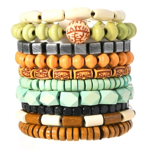 Bohemian multilayer beaded bracelet set with vintage patterns and stretch elastic bands