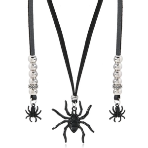 Gothic black spider necklace and earring set for Halloween party jewelry