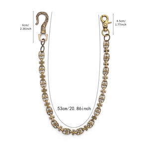 Gothic cross wallet chain with 53cm length dimension and vintage metal detailing