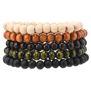 Handgefertigtes Naturholzperlen Armband Für Damen Herren Retro Ethno Stil Mehrlagiges Elastisches Armband Mode Schmuck