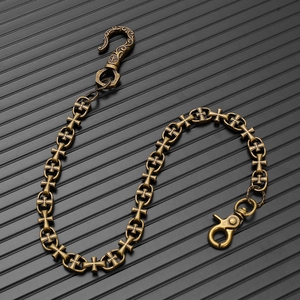 Vintage gothic punk bronze cross pants chain with antique finish and lobster clasp