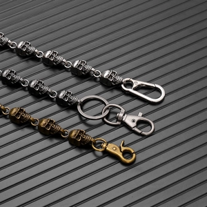 Détails des chaînes de portefeuille crâne en argent, bronze et noir avec divers fermoirs