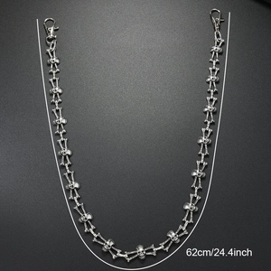 Detail of 62cm vintage silver punk skull wallet chain with sturdy lobster clasps