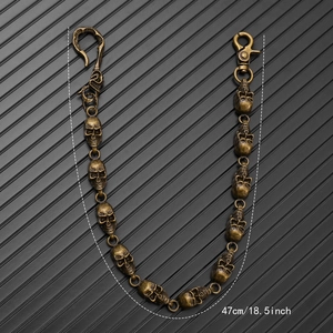 Chaîne de portefeuille crâne bronze antique style punk gothique pantalon long de 47cm