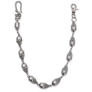 Gothic punk silver skull pant chain with lobster clasp for biker jeans and accessory