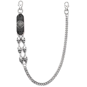 Punk Gothic Skull Pants Chain Alloy Iron Cowhide Vintage Rock Style Waist Chain Halloween Men Women Fashion Accessories