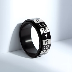Bague rotative de 8mm en acier inoxydable noir avec chiffres arabes anti-stress