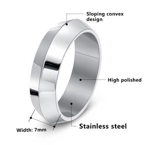 Bague homme 7mm en acier inoxydable avec design convexe poli et biseauté