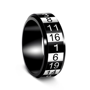 Bague Spinner 8mm pour Hommes Femmes Acier Inoxydable 304 Chiffres Arabes Rotative Bague de Soulagement du Stress Bijoux