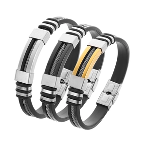 Men's Fashion Titanium Steel Silicone Bracelet Trendy Stainless Steel Sporty Wristband For Men Casual Jewelry Gift