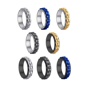 Moderner 6mm Titanium-Stahl Spinner Ring mit drehbarem Wellenmuster zur Stressbewältigung