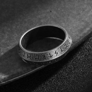 Vintage Viking Rune stainless steel ring with rustic silver finish for men and women