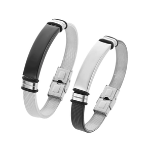Bracciale Minimalista in Acciaio al Titanio Maglia Milanese da Uomo Piastra Metallica Lucida Gioielli da Polso in Acciaio Inossidabile