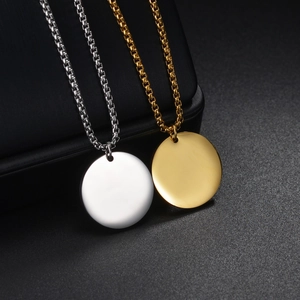 Minimalist Stainless Steel Round Disk Pendant Necklace For Unisex Polished Box Chain Simple Fashion Jewelry Neckwear