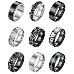 Titanium Steel Spinner Ring Set For Anxiety Relief Roman Numerals Chain Frosted Men Women Stress Relief Fashion Jewelry Rings