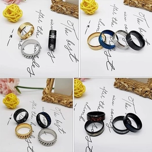 Multi-style titanium steel ring set in gold, silver and black for men and women