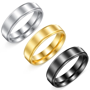 Bague Minimaliste en Acier Inoxydable pour Hommes Femmes 6mm Surface Sable Mate Bord Étagé Bague Bande Brossée Bijoux de Mode Cadeau