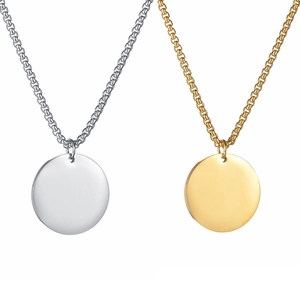 Minimalist stainless steel necklace set with polished round pendants in gold and silver