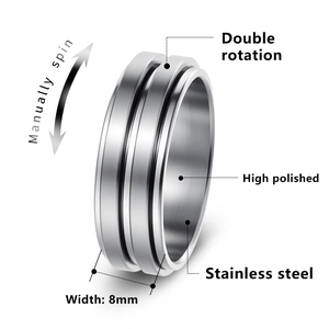Anillo giratorio de acero inoxidable de 8mm pulido con diseño de doble rotación antiestrés