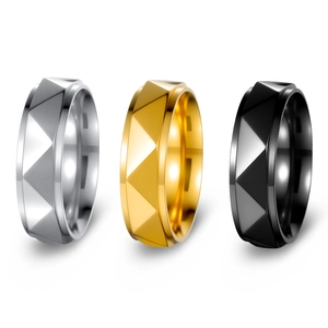 Bague Miroir Géométrique Facettée en Acier Titane Alliance Multifacettes pour Couples Unisexe Bijoux Polis Minimalistes Cadeau
