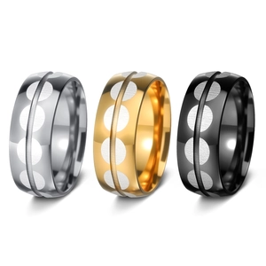 Classic Stainless Steel Band Ring For Men Women Two Tone Brushed Dot Pattern Wide Band Geometric Fashion Jewelry Unisex Finger Ring