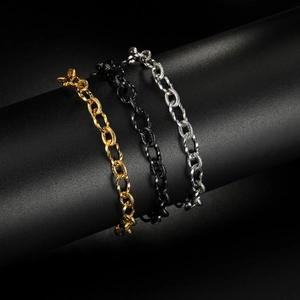 Stainless Steel Twist Chain Bracelet For Men Women Geometric Punk Style Link Bracelet Fashion Jewelry Gold Silver Black