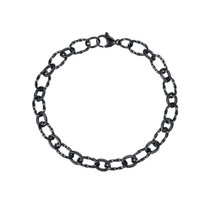 Detailed view of black titanium steel twist chain bracelet with secure lobster clasp