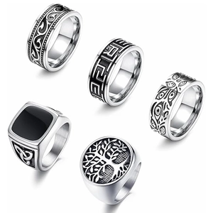 Vintage Stainless Steel Rings For Men Women Tree Of Life Greek Key Celtic Knot Hip Hop Punk Finger Rings Jewelry Gift