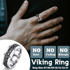 Men's vintage titanium steel Viking chain ring with rustproof and anti-fade features